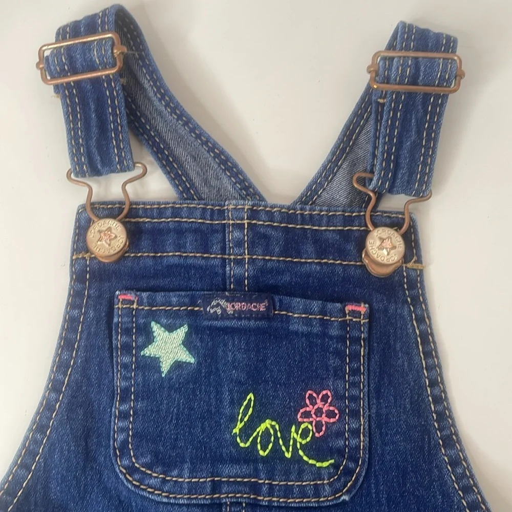 Jordache Shorts Overalls Embroidery Blue Denim Toddler’s Overalls Shorts
